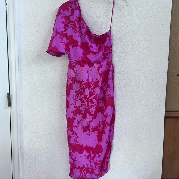 NWT Do+Be hot pink floral one shoulder midi dress - Picture 9 of 11